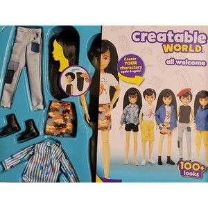 New Creatable World DC-073 Mattel Black Straight Hair Deluxe Character Kit Doll
